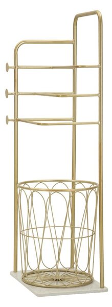 Porta Asciugamani da Terra Trip 40x30x112 cm in Metallo e Marmo Artificiale Oro e Bianco