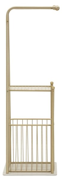 Porta Asciugamani da Terra Root 40x30x122 cm in Metallo e Marmo Artificiale Oro e Bianco