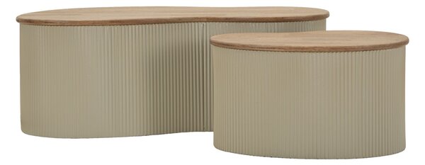 Tavolini da Caffè Frankfurt Coppia Bianchi 87x53x32 cm in Gomma e Metallo