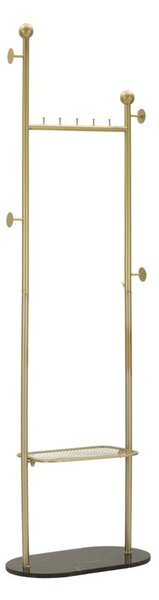 Appendiabiti da Terra Olaf 48x30x178 cm in Metallo e Marmo Artificiale Oro e Nero