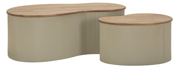 Tavolini da Caffè Frankfurt Coppia Bianchi 87x53x32 cm in Gomma e Metallo