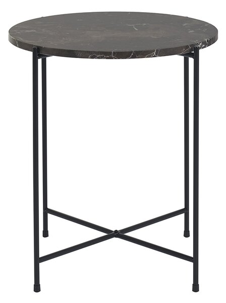 Tavolino da caffè rotondo design nero in marmo e metallo D42 cm SARDA