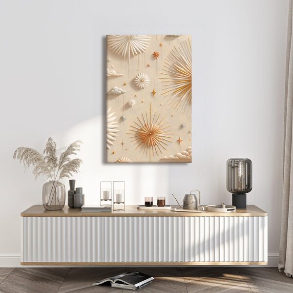 Quadro su tela – Sole e stelle tra le nuvole