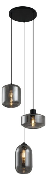 Lampada a sospensione moderna nera con vetro fumé a 3 luci - Sheena