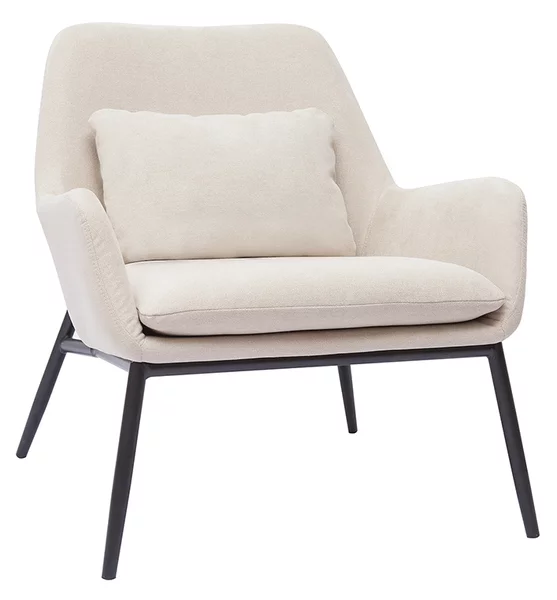 Poltrona design in tessuto effetto velluto beige e metallo nero MAXINE