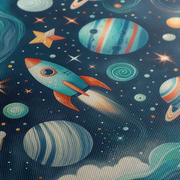 Quadro su tela – Cosmo con razzo e stelle