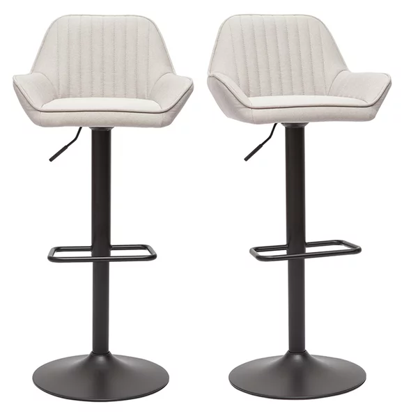 Sgabelli da bar regolabili in tessuto beige e metallo nero (set di 2) RONNIE