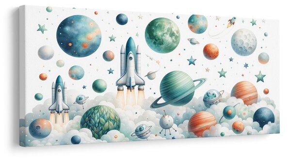Quadro su tela – Lancio di razzi nello spazio