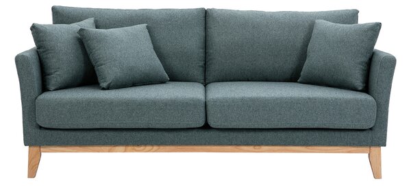 Divano scandinavo sfoderabile 3 posti in tessuto grigio-verde e legno chiaro OSLO