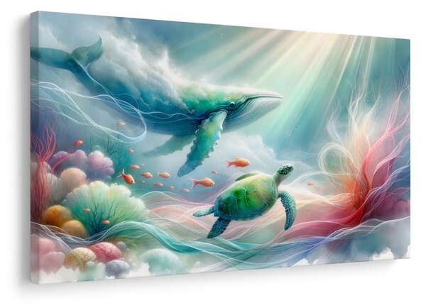 Quadro su tela – Balena e tartaruga marina