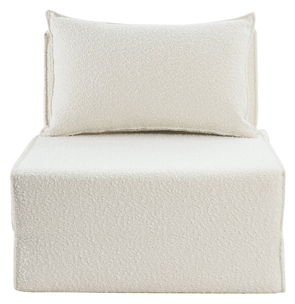 Poltrona letto singola in tessuto effetto lana bouclé bianco VICTOR