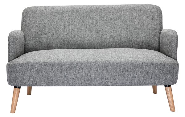 Divano scandinavo 2 posti in tessuto grigio chiaro e legno chiaro ISKO