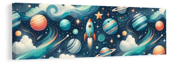 Quadro su tela – Cosmo con razzo e stelle