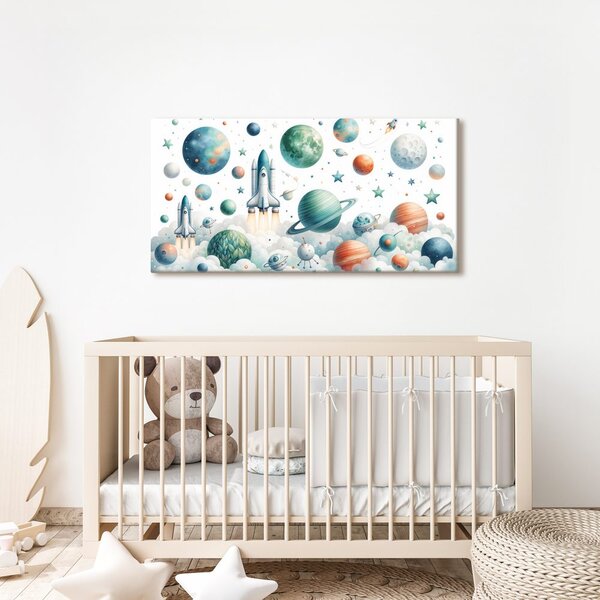 Quadro su tela – Lancio di razzi nello spazio