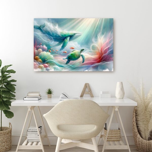 Quadro su tela – Balena e tartaruga marina