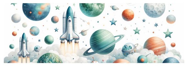 Quadro su tela – Navetta spaziale tra le nuvole