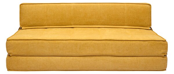 Poltrona letto 2 posti in tessuto effetto velluto giallo senape KATY