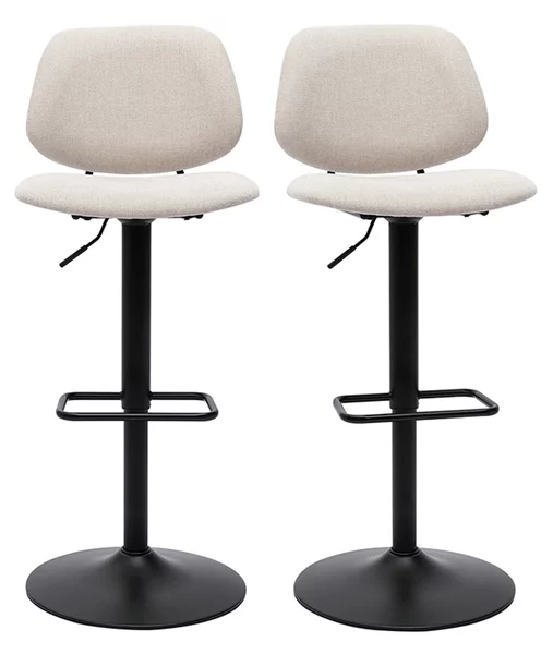 Sgabelli da bar regolabili design in tessuto effetto velluto beige e metallo nero BARNET (set di 2)