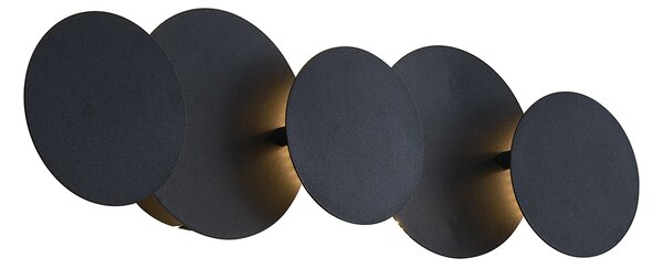 Lampada da parete moderna nera con LED dimmerabile a 3 livelli 5 luci - Sunrise