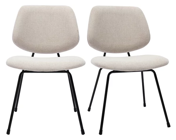 Sedie design in tessuto effetto velluto beige e metallo nero (set di 2) BARNET