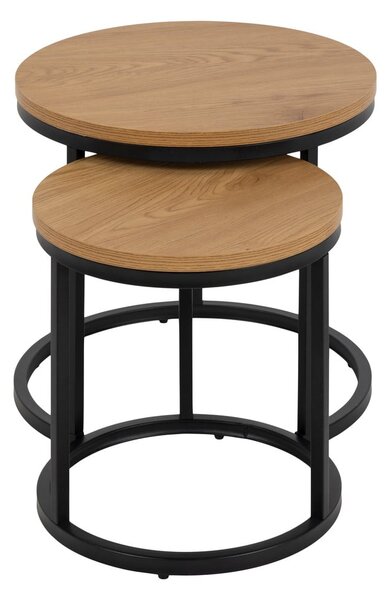 Set di tavolini rotondi con piano effetto rovere 2 pz ø 45 cm Spiro - Actona