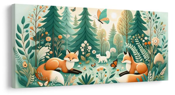 Quadro su tela – Volpi e farfalle nella natura