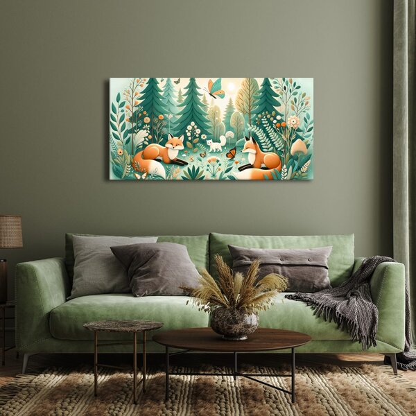 Quadro su tela – Volpi e farfalle nella natura