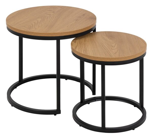 Set di tavolini rotondi con piano effetto rovere 2 pz ø 45 cm Spiro - Actona