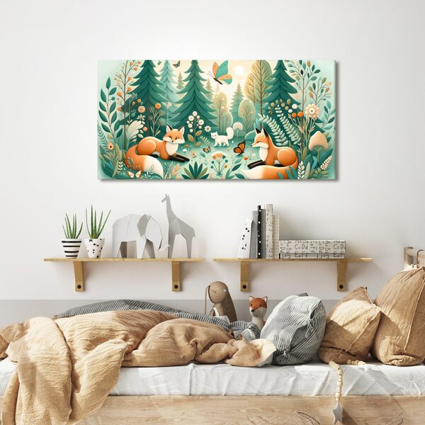 Quadro su tela – Volpi e farfalle nella natura