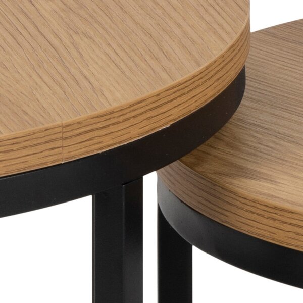 Set di tavolini rotondi con piano effetto rovere 2 pz ø 45 cm Spiro - Actona