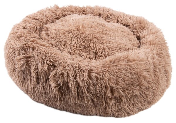 MEDISAFETY letto per cani MILOU cuscino per cani e gatti particolarmente soffice divano per animali domestici isola coccolosa rotonda 50-80cm in grigio chiaro, grigio scuro, beige, marrone, colore:60 cm - marrone