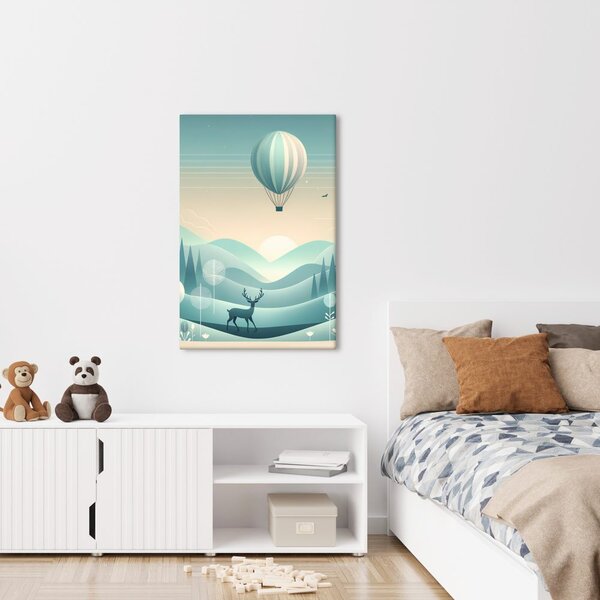 Quadro su tela – Cervo in paesaggio blu