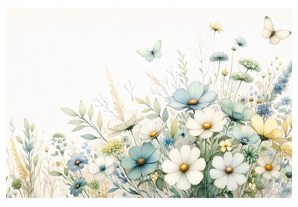 Quadro su tela – Fiori e farfalle estive