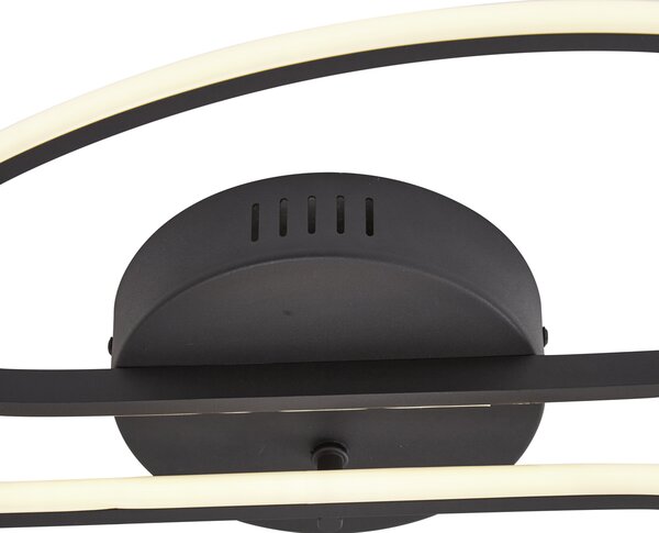 Plafoniera di design nero opaco 65 cm dimmerabile a 3 livelli 2 luci - Pepe