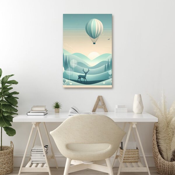 Quadro su tela – Cervo in paesaggio blu