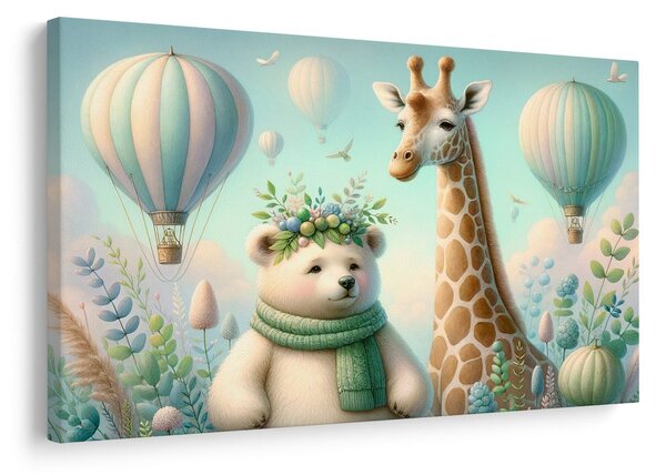 Quadro su tela – Orsetto e giraffa