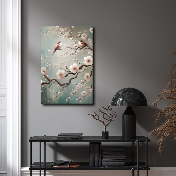 Quadro su tela – Ramo fiorito con uccelli