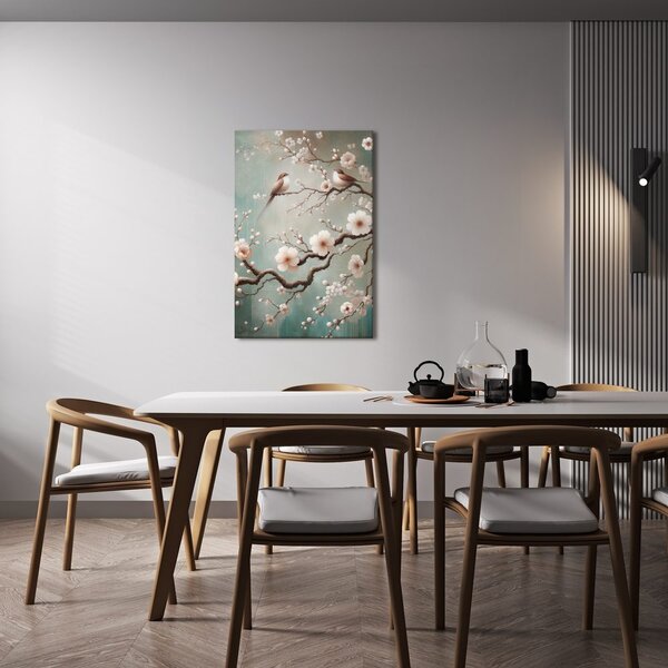 Quadro su tela – Ramo fiorito con uccelli