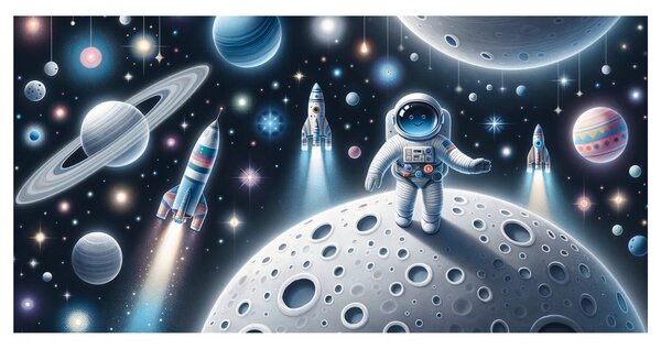 Quadro su tela – Cosmonauta tra i pianeti