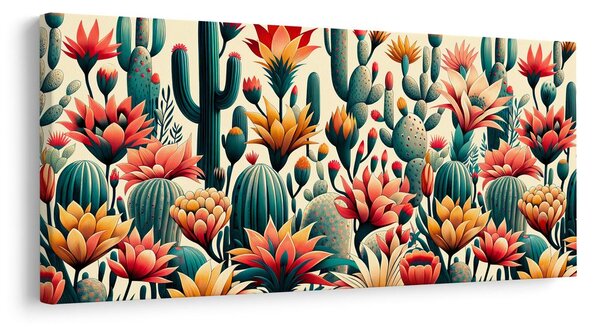 Quadro su tela – Fiori e cactus nel deserto