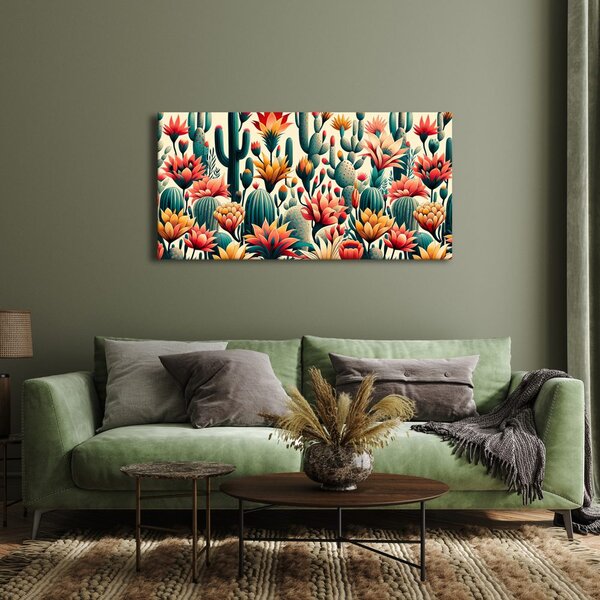 Quadro su tela – Fiori e cactus nel deserto