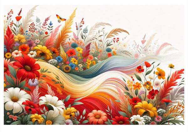 Quadro su tela – Prato colorato nel vento