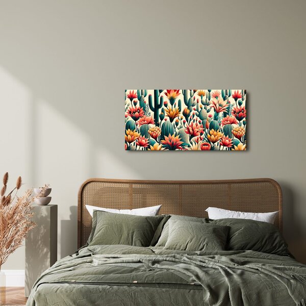 Quadro su tela – Fiori e cactus nel deserto