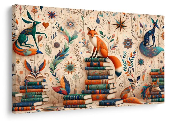 Quadro su tela – Volpi in biblioteca