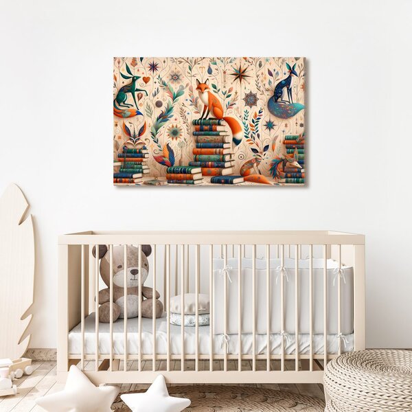 Quadro su tela – Volpi in biblioteca