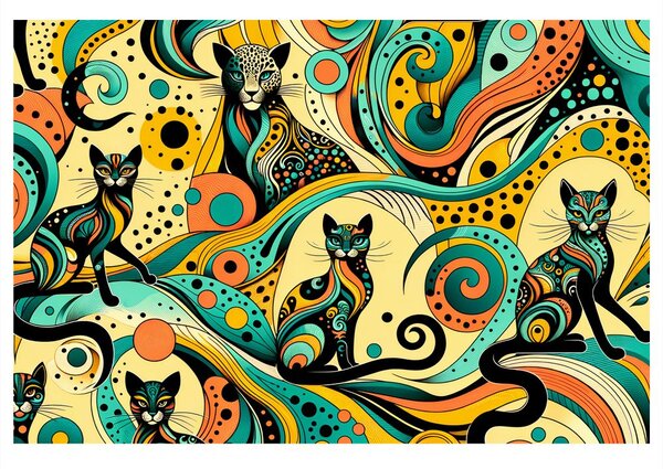 Quadro su tela – Gatti psichedelici
