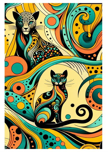 Quadro su tela – Gatti ornamentali