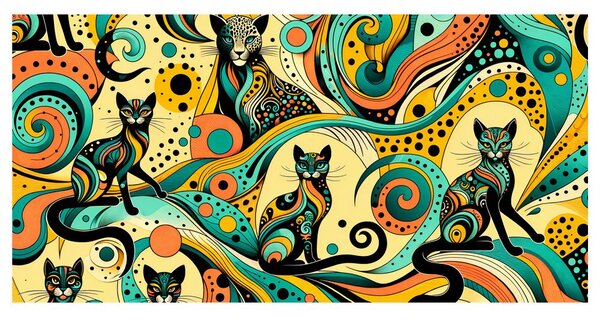 Quadro su tela – Gatti colorati