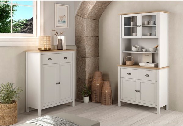 Cassettiera alta in pino bianco/naturale 90x110 cm Misti - Marckeric