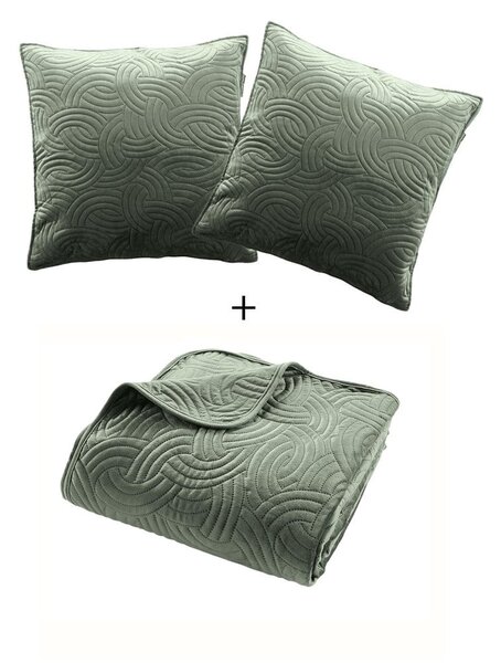 Set con copriletto e federa verde in velluto 220x240 cm Solange – douceur d'intérieur